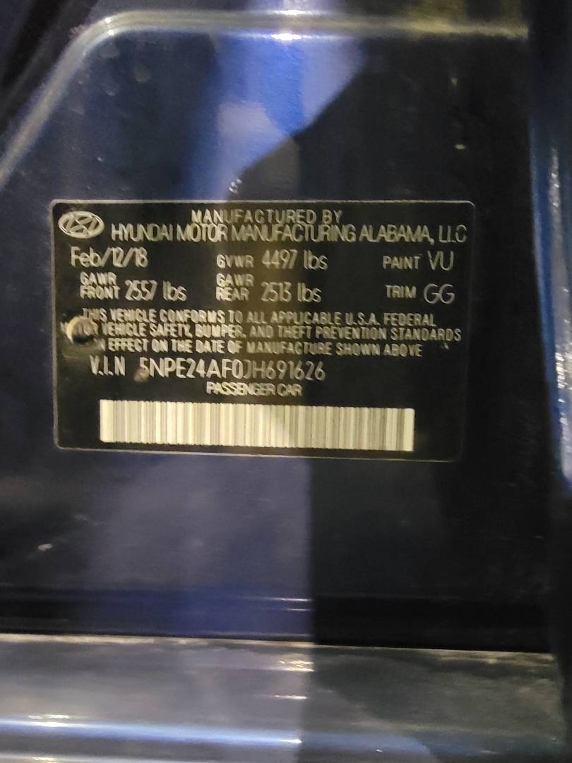 2018 HYUNDAI SONATA — 127894 Miles — Lot JH691626 — Main - Marhaba Auctions Used Cars - Image 10