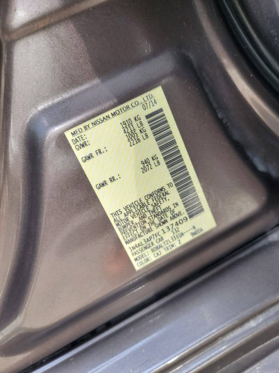 2015 NISSAN ALTIMA — 177060 Miles — Lot 137409 — Main - Marhaba Auctions Used Cars - Image 10