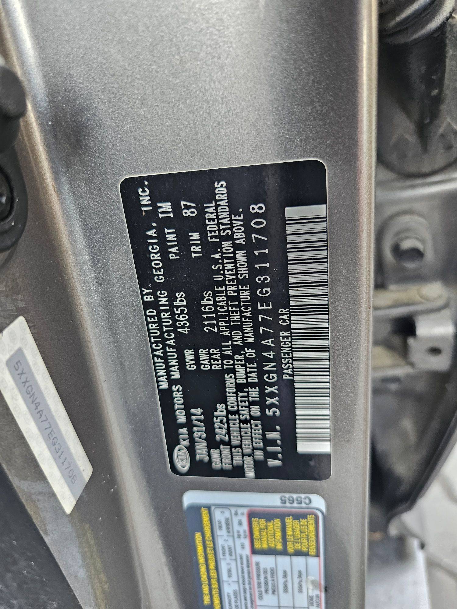 2014 KIA OPTIMA — 253072 Miles — Lot G311708 — Souq - Marhaba Auctions Used Cars - Image 10