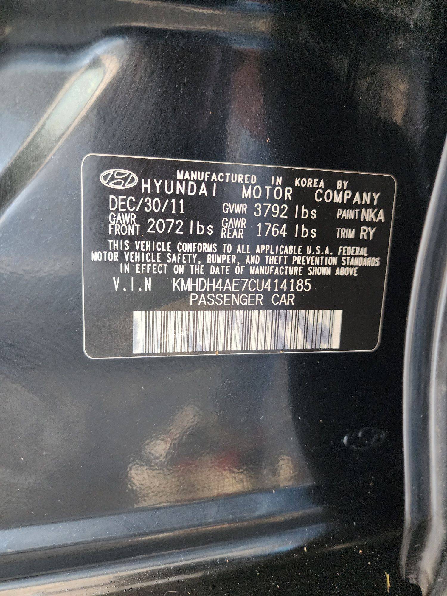 2012 HYUNDAI ELANTRA — 268914 Miles — Lot CU414185 — Souq - Marhaba Auctions Used Cars - Image 10