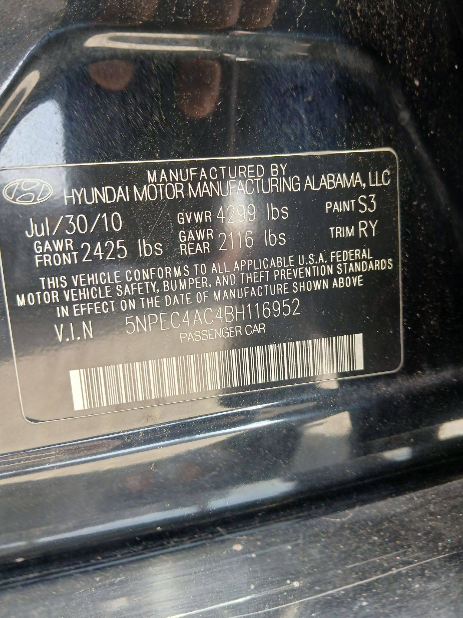 2011 HYUNDAI SONATA — 152092 Miles — Lot C4BH116952 — Souq - Marhaba Auctions Used Cars - Image 10