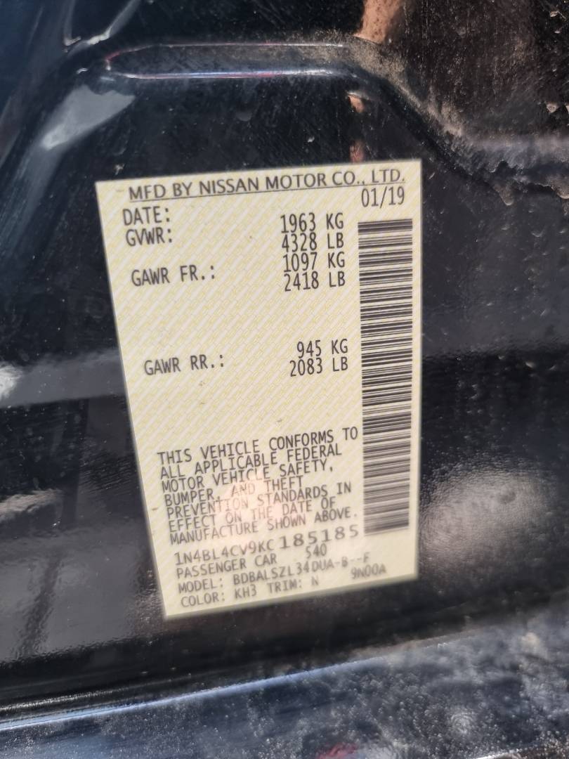 2019 NISSAN ALTIMA — 131991 Miles — Lot 185185 — Ind. 12 - Marhaba Auctions Used Cars - Image 9