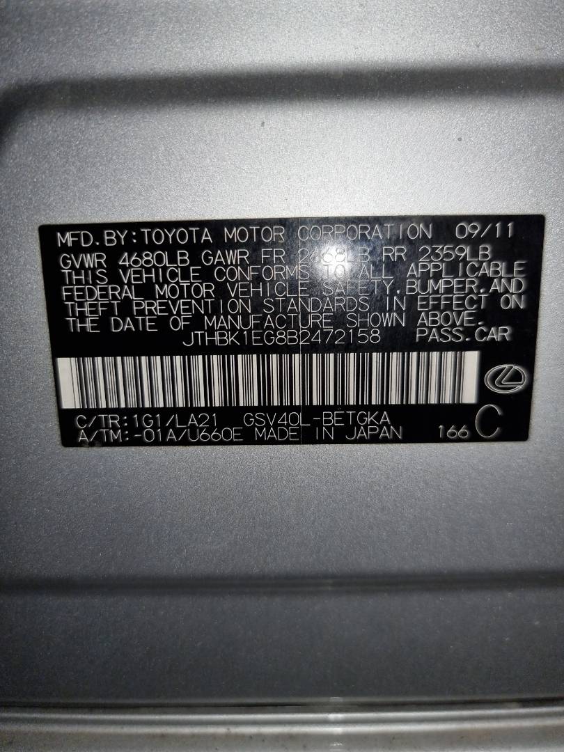 2011 LEXUS ES 350 — 155348 Miles — Lot 38685239 - Marhaba Auctions Used Cars - Image 9