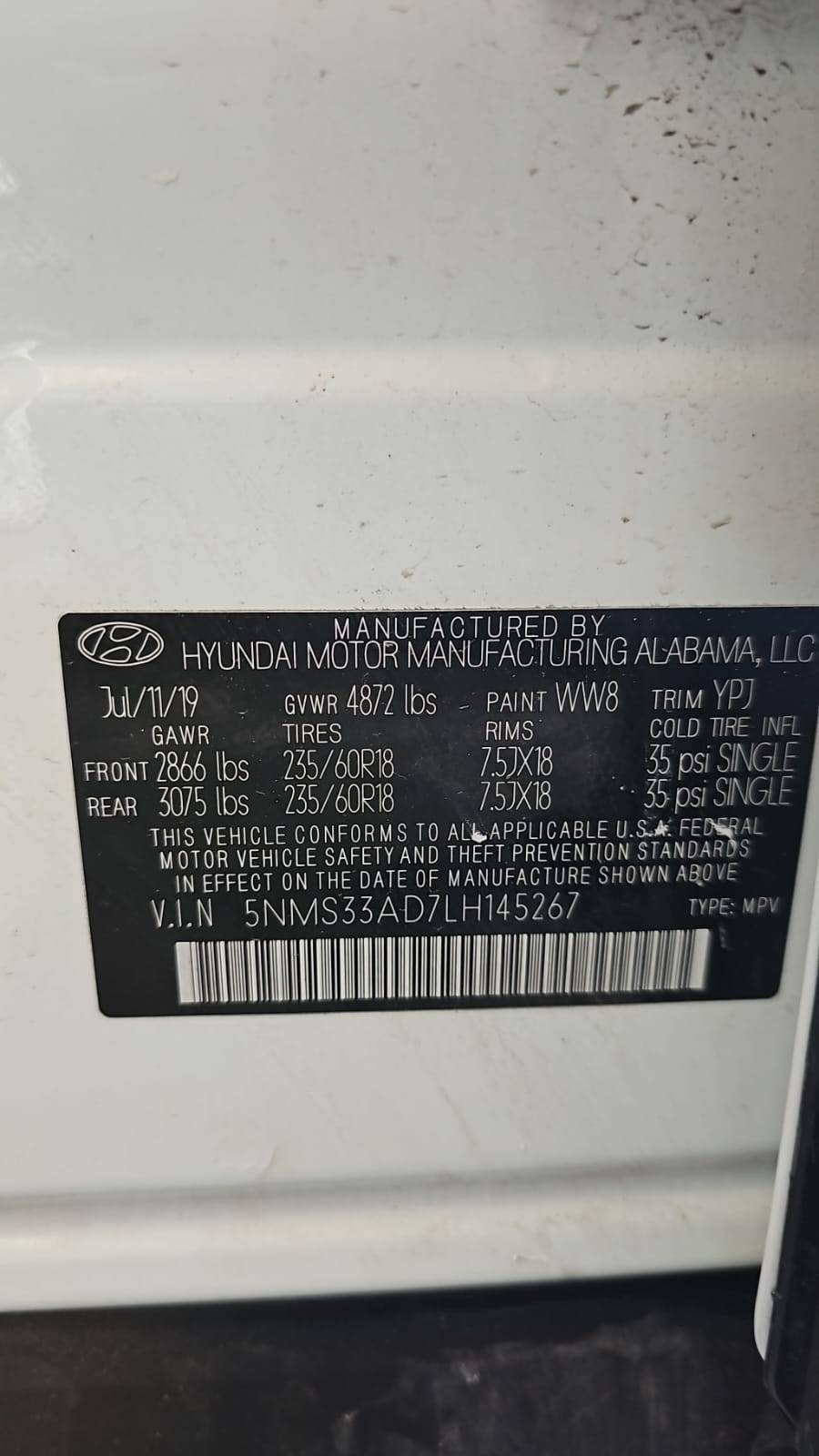 2020 HYUNDAI SANTA FE — 65110 Miles — Lot 7LH145267 — Souq - Marhaba Auctions Used Cars - Image 6
