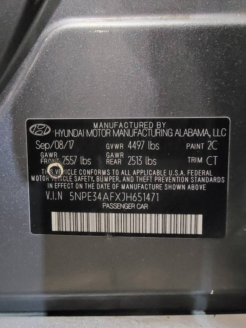2018 HYUNDAI SONATA — 112765 Miles — Lot 651471 — Main - Marhaba Auctions Used Cars - Image 10