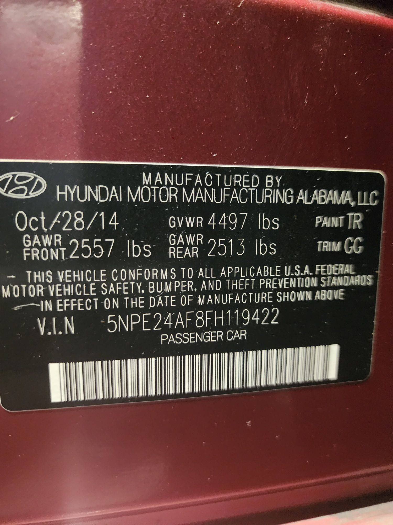 2015 HYUNDAI SONATA — 127114 Miles — Lot 62950733 - Marhaba Auctions Used Cars - Image 3
