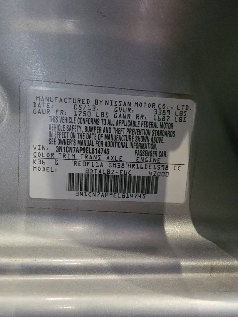 2014 NISSAN VERSA — 111477 Miles — Lot EL814745 — Main - Marhaba Auctions Used Cars - Image 9