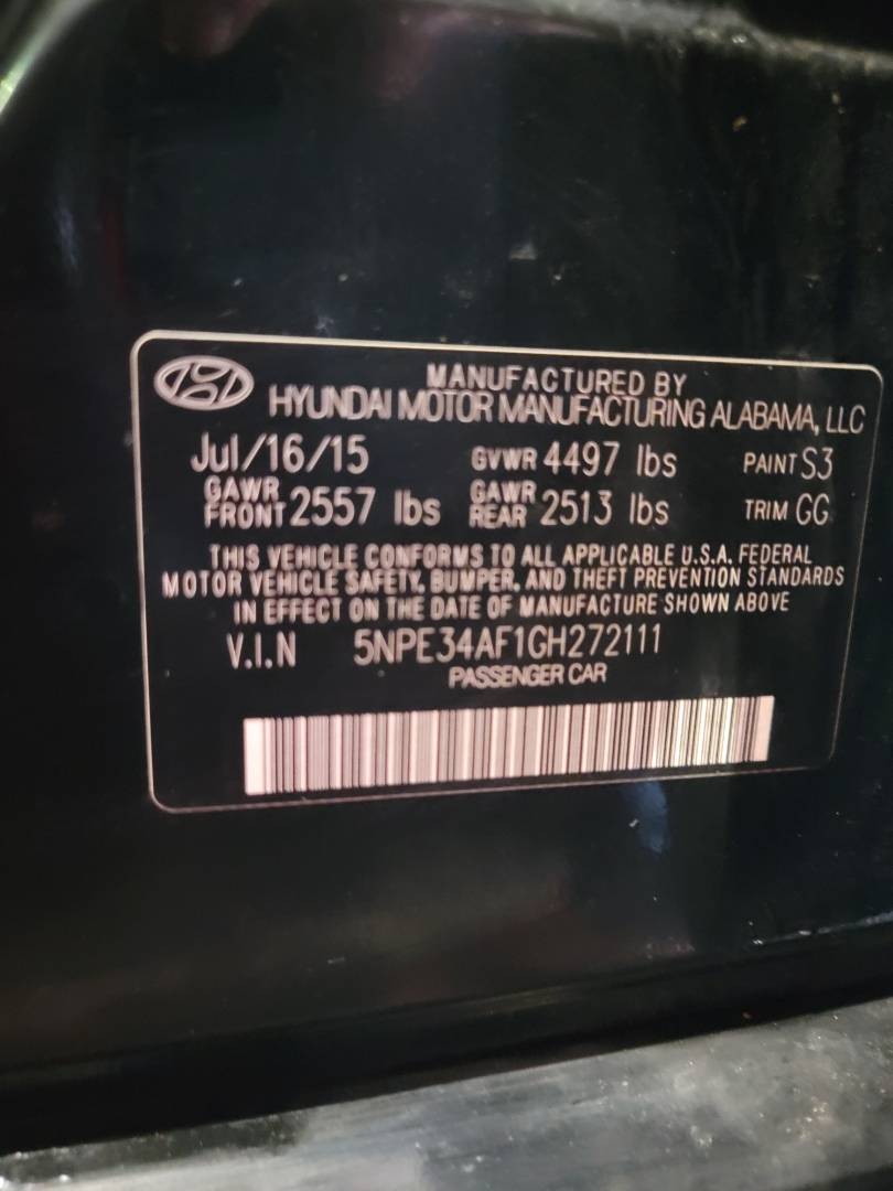 2016 HYUNDAI SONATA — 194919 Miles — Lot GH272111 — Main - Marhaba Auctions Used Cars - Image 9