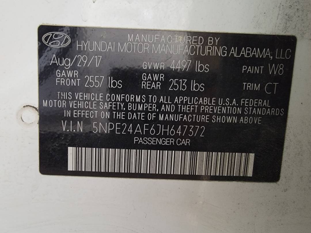 2018 HYUNDAI SONATA — 86864 Miles — Lot 6JH647372 — Main - Marhaba Auctions Used Cars - Image 9