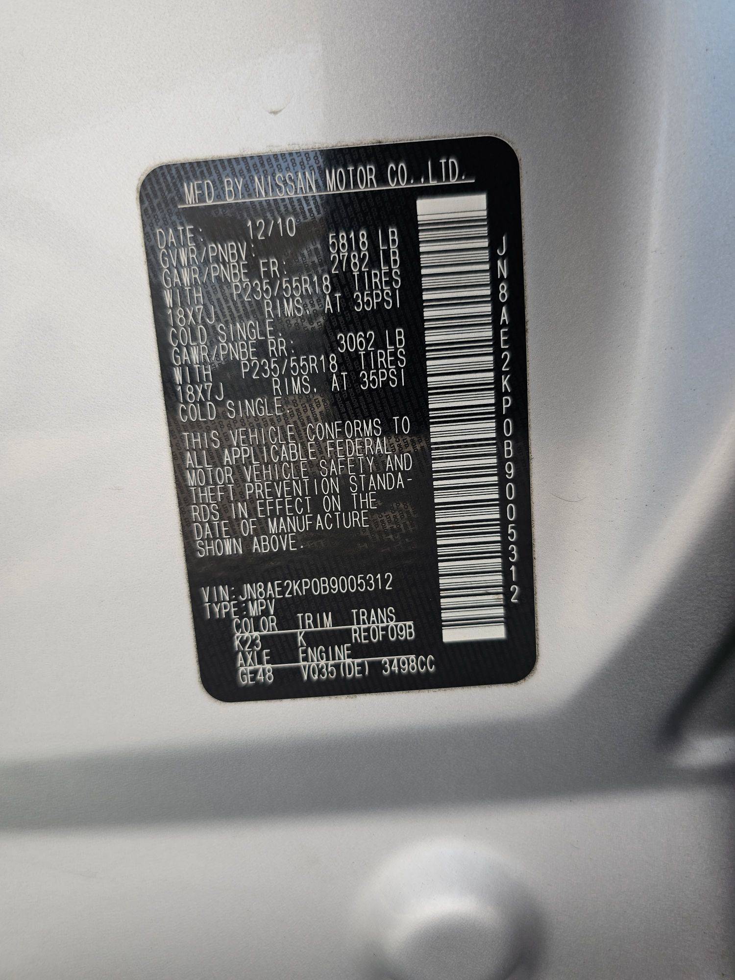 2011 NISSAN QUEST — 169018 Miles — Lot 005312 — Souq - Marhaba Auctions Used Cars - Image 10