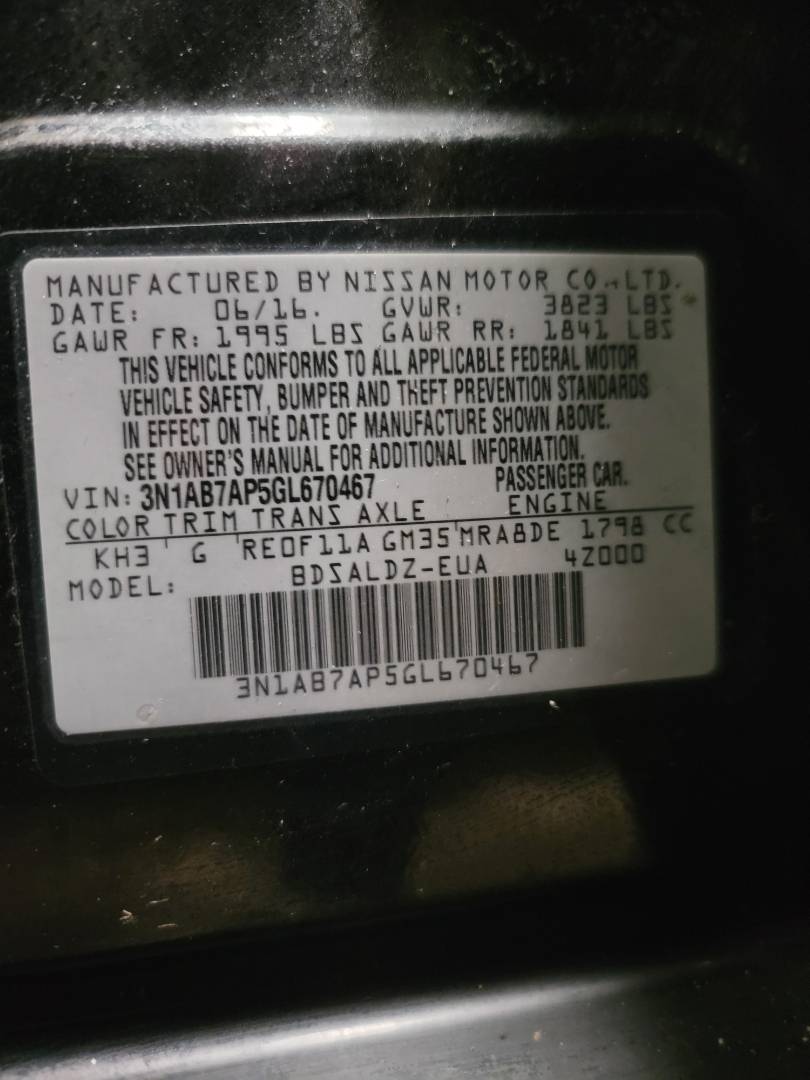 2016 NISSAN SENTRA — 126597 KM — Lot 80315683 - Marhaba Auctions Used Cars - Image 9