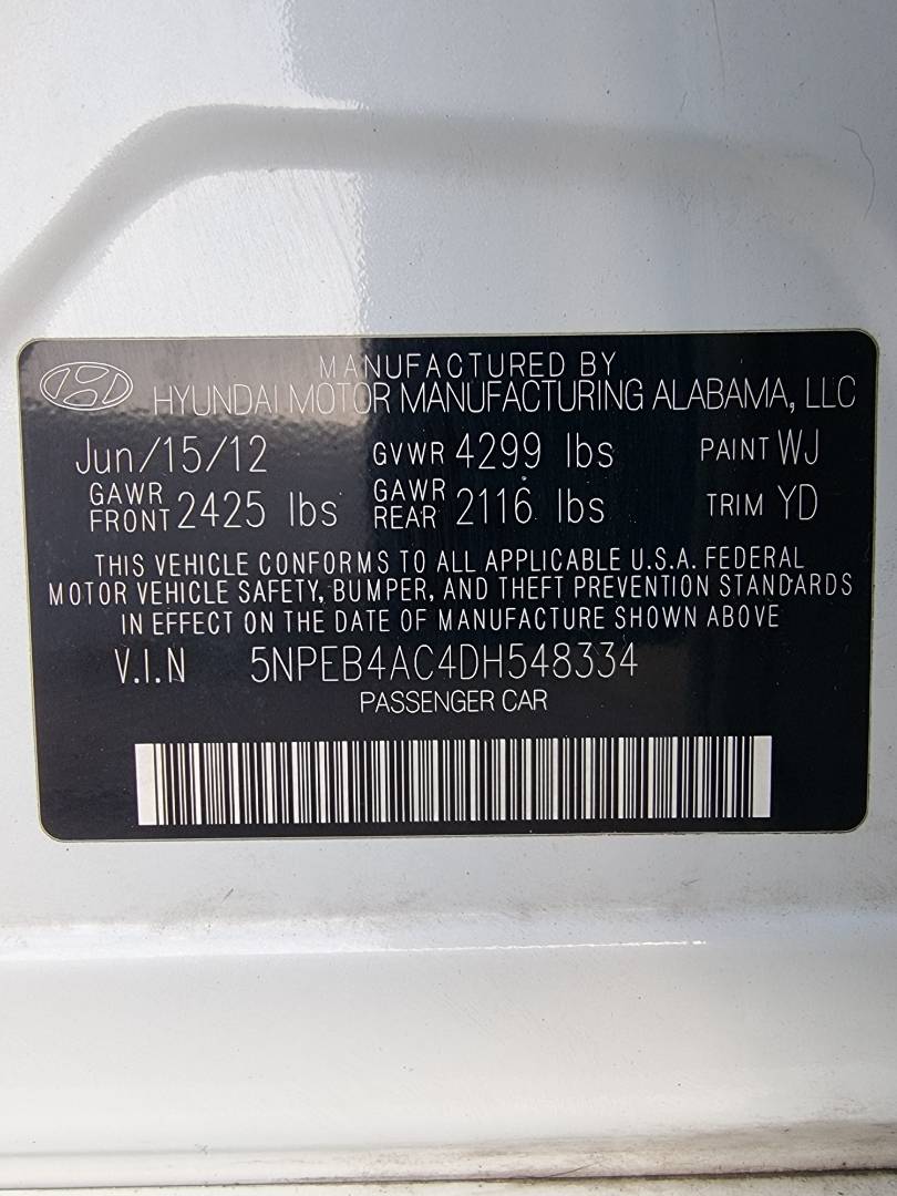 2013 HYUNDAI SONATA — 144021 Miles — Lot 125487 — Ind. 12 - Marhaba Auctions Used Cars - Image 9