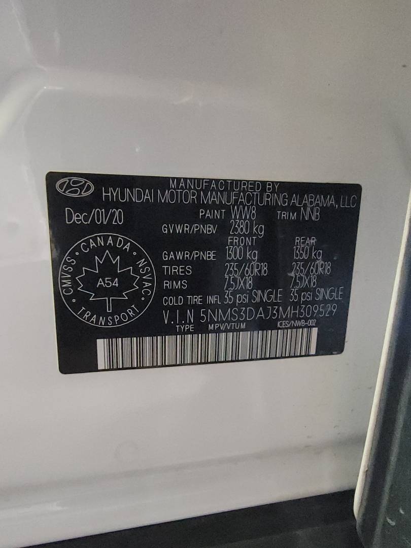 2021 HYUNDAI SANTA FE — 63428 KM — Lot H309529 — Main - Marhaba Auctions Used Cars - Image 8