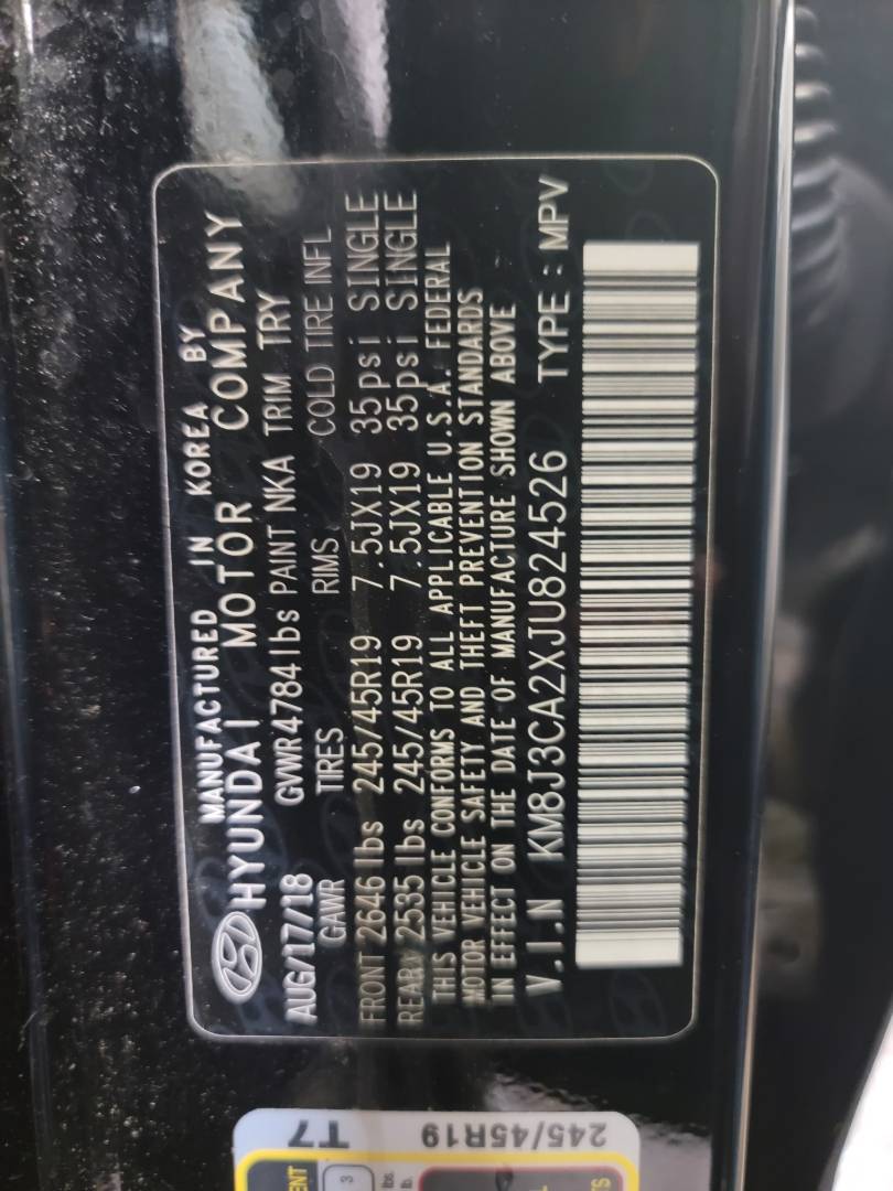 2018 HYUNDAI TUCSON — 42157 Miles — Lot XJU824526 - Marhaba Auctions Used Cars - Image 9