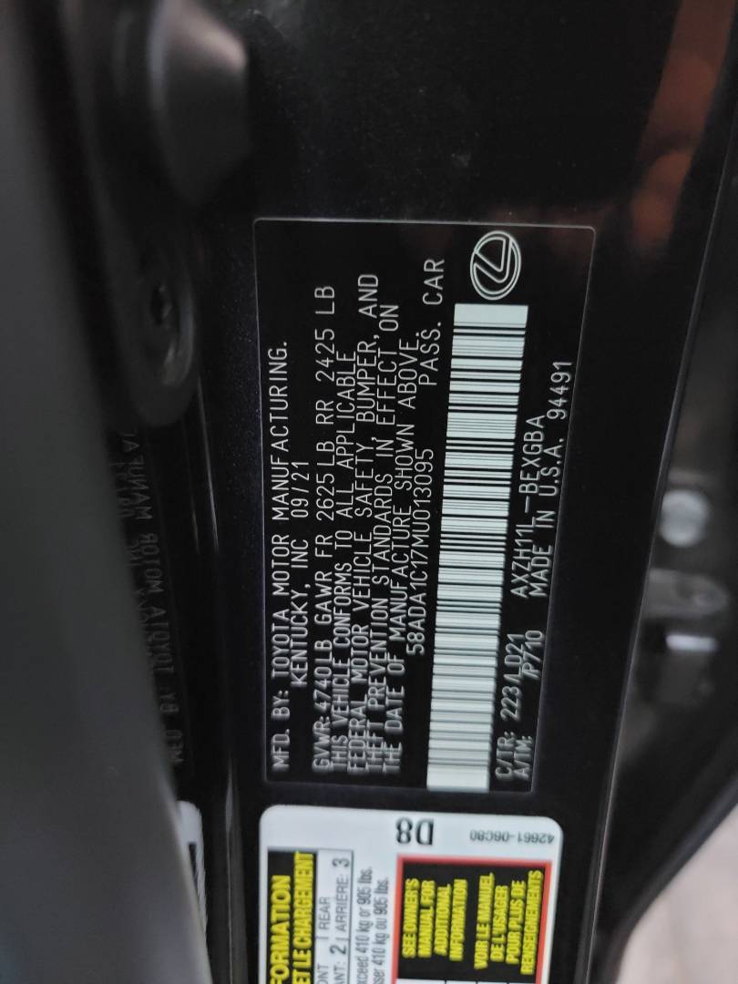 2021 LEXUS ES 300H — 92338 Miles — Lot 013095 — Main - Marhaba Auctions Used Cars - Image 11