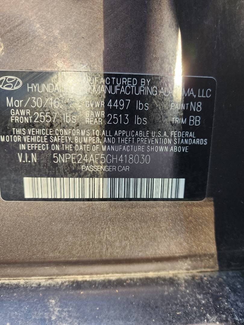 2016 HYUNDAI SONATA — 170720 Miles — Lot 38716539 - Marhaba Auctions Used Cars - Image 6
