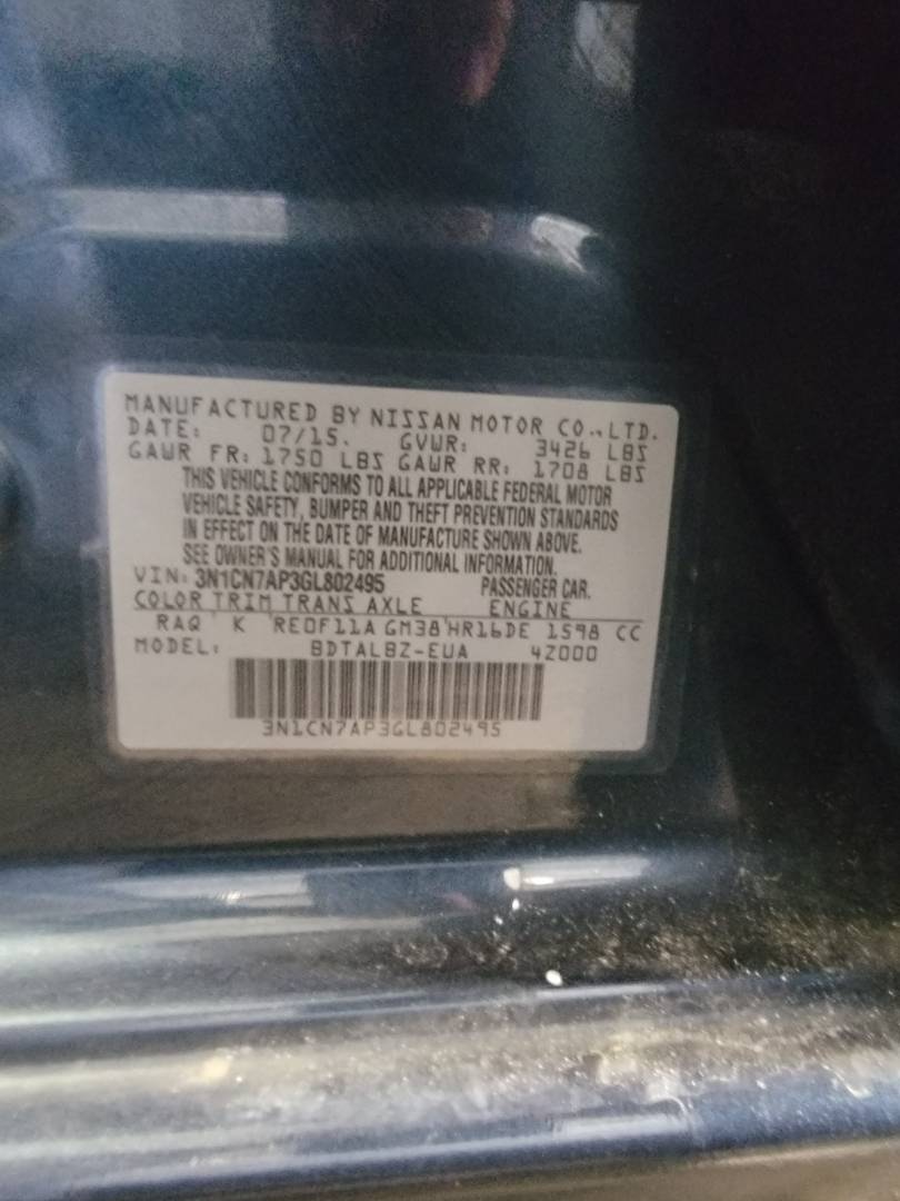 2016 NISSAN VERSA — 123687 Miles — Lot P3GL802495 — Main - Marhaba Auctions Used Cars - Image 9