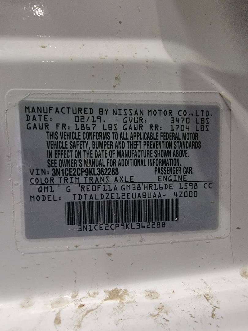 2019 NISSAN VERSA — 144592 Miles — Lot KL362288 — Main - Marhaba Auctions Used Cars - Image 10