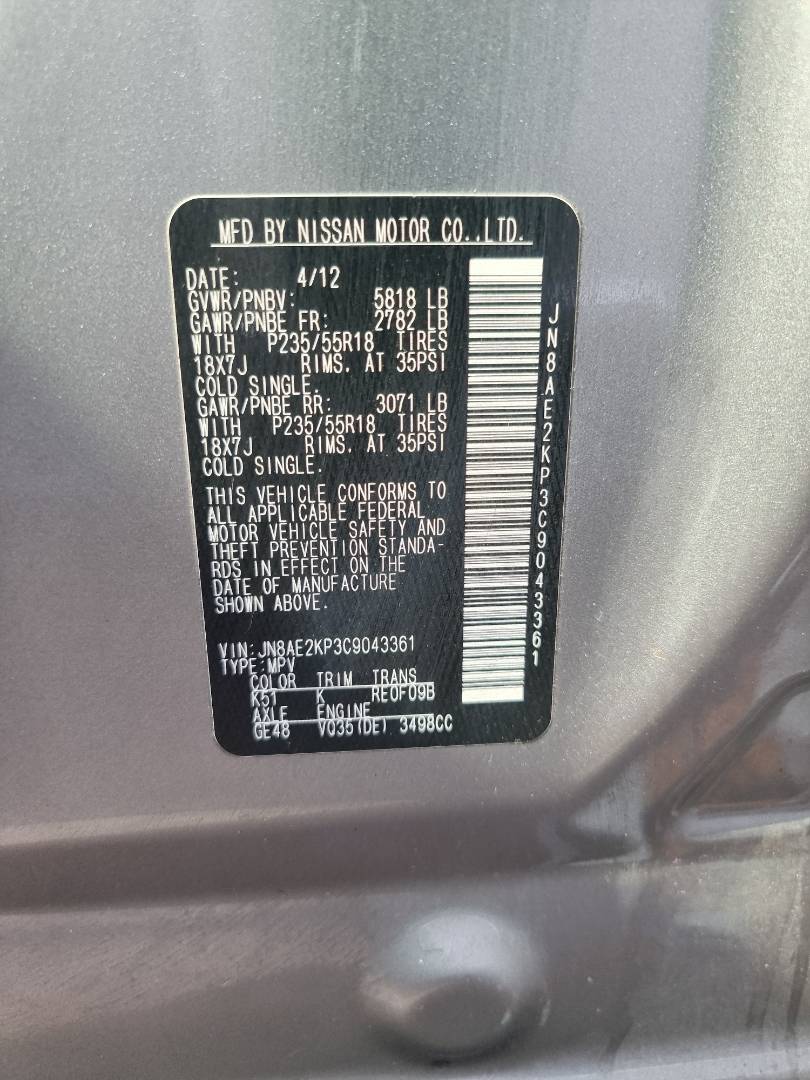 2012 NISSAN QUEST — 136837 Miles — Lot 43361 — Ind. 12 - Marhaba Auctions Used Cars - Image 10
