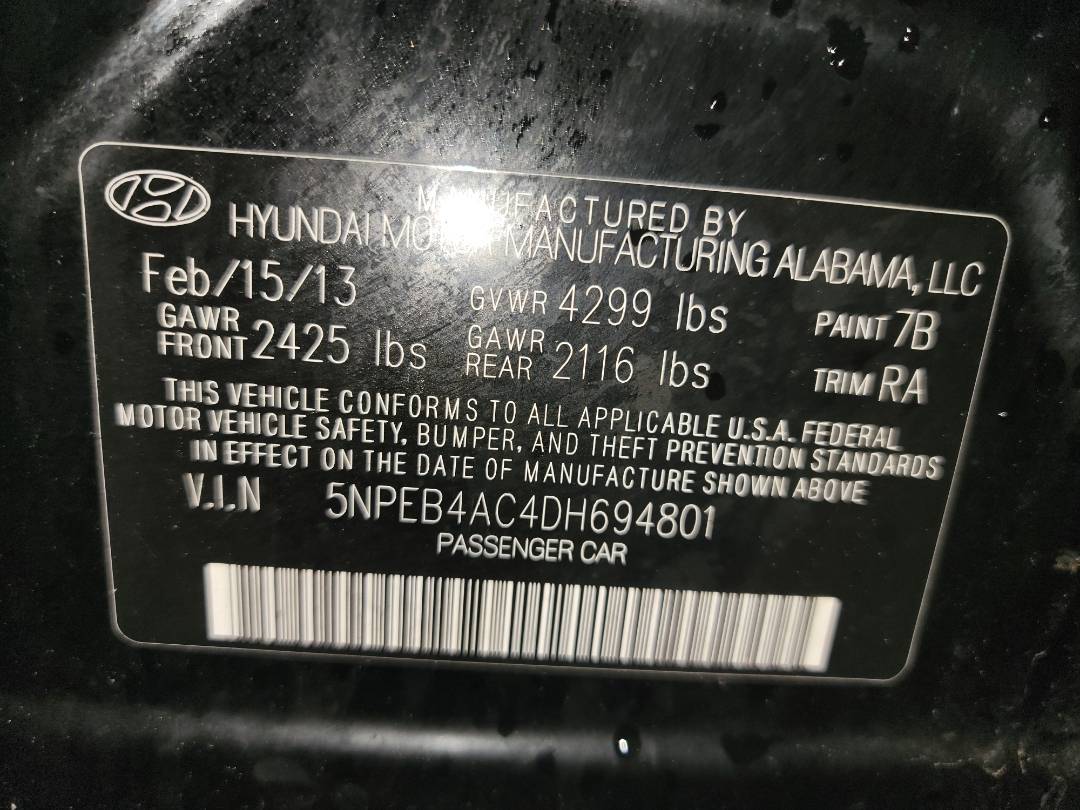 2013 HYUNDAI SONATA — 152166 Miles — Lot H694801 - Marhaba Auctions Used Cars - Image 9