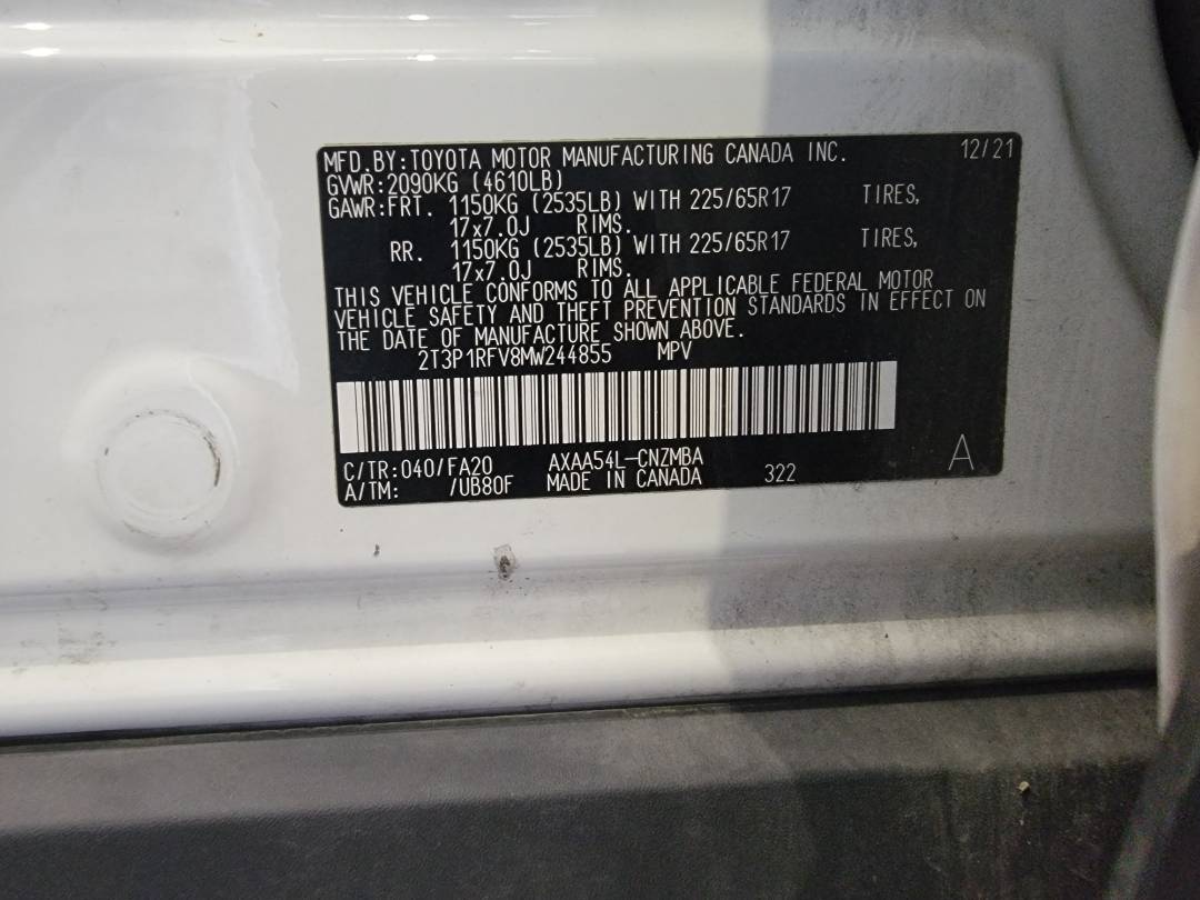 2021 TOYOTA RAV4 — 51767 Miles — Lot W244855 — Main - Marhaba Auctions Used Cars - Image 9
