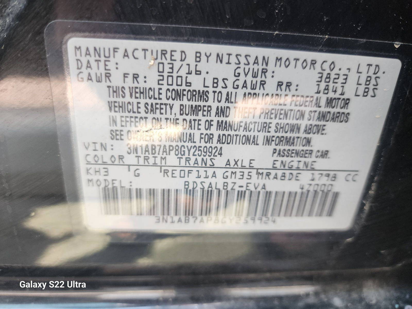 2016 NISSAN SENTRA — 168576 Miles — Lot 59924 - Marhaba Auctions Used Cars - Image 8