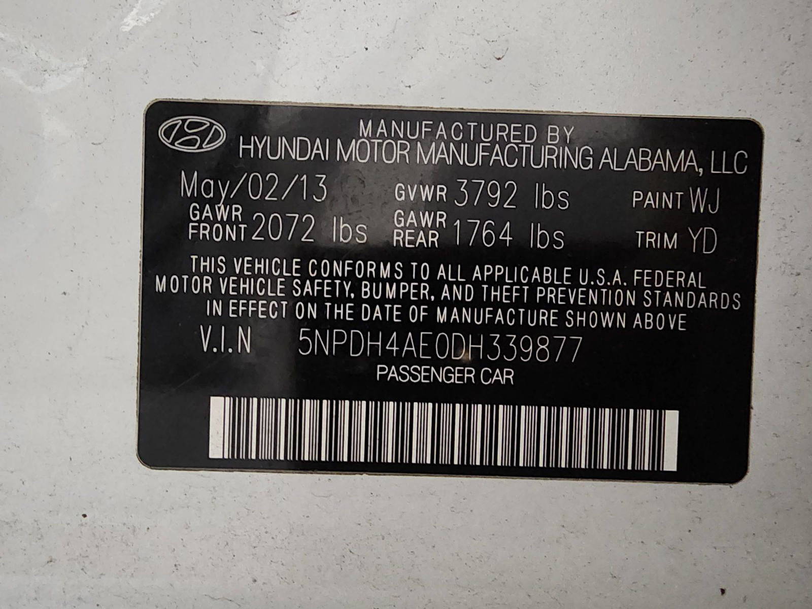 2013 HYUNDAI ELANTRA — 176207 Miles — Lot 67796394 — Al Quoz - Marhaba Auctions Used Cars - Image 12