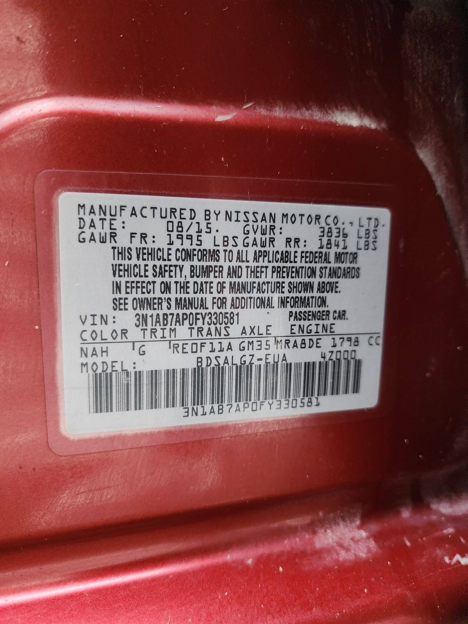 2015 NISSAN SENTRA — 141642 Miles — Lot 329330 — Souq - Marhaba Auctions Used Cars - Image 10