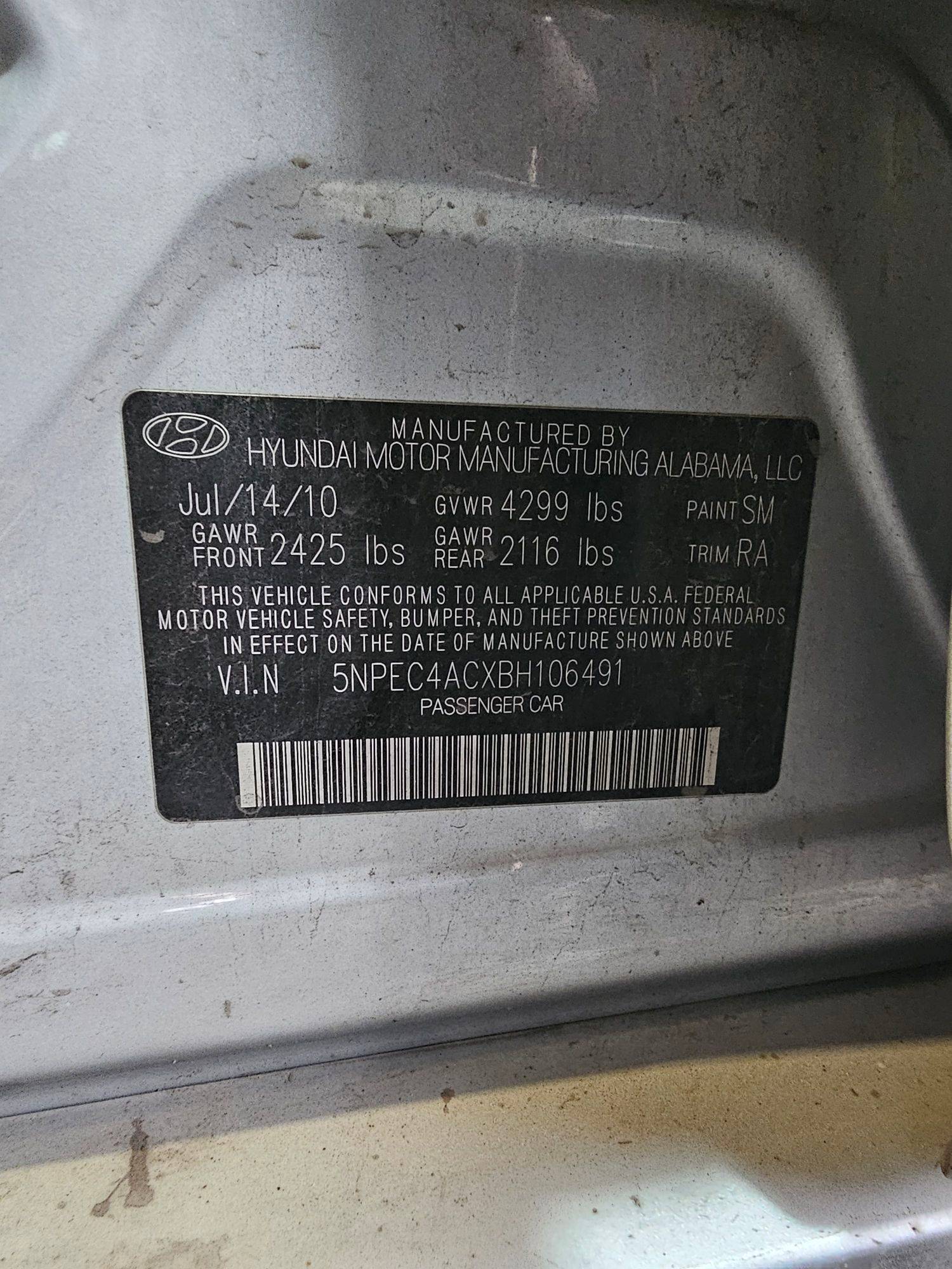 2011 HYUNDAI SONATA — 121156 Miles — Lot H106491 — Main - Marhaba Auctions Used Cars - Image 8