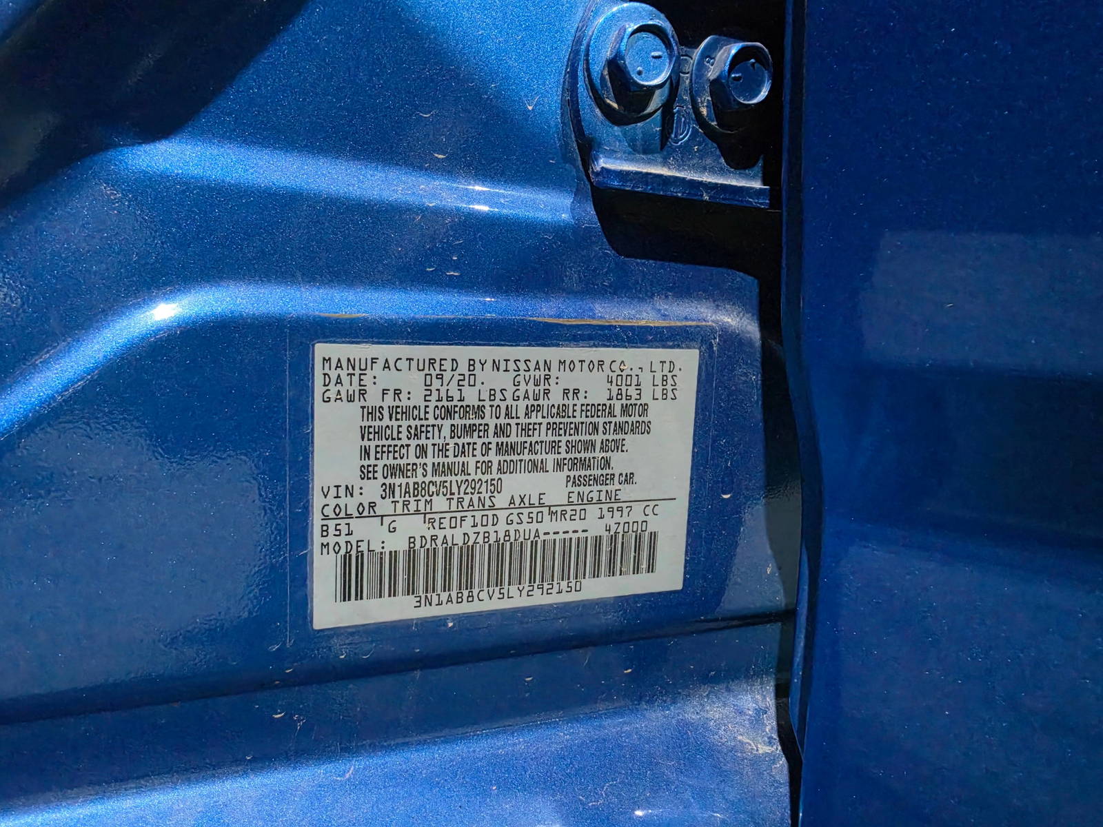 2020 NISSAN SENTRA — Lot LY292150 - Marhaba Auctions Used Cars - Image 8