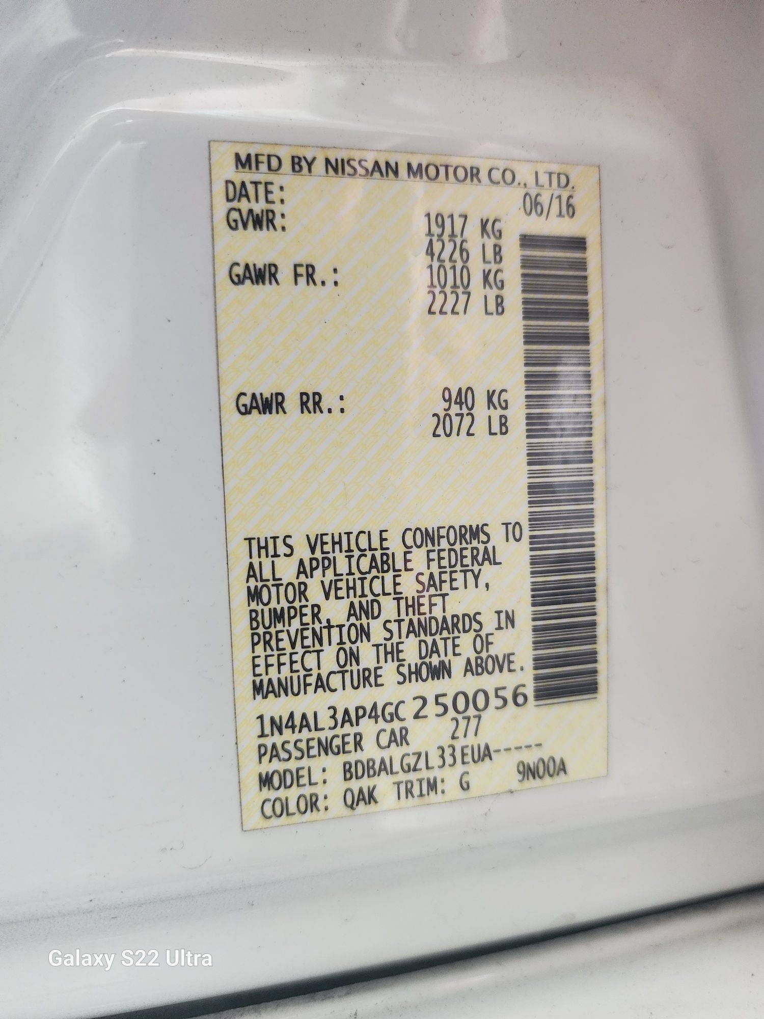 2016 NISSAN ALTIMA — 143784 Miles — Lot 44051924 — Souq - Marhaba Auctions Used Cars - Image 9