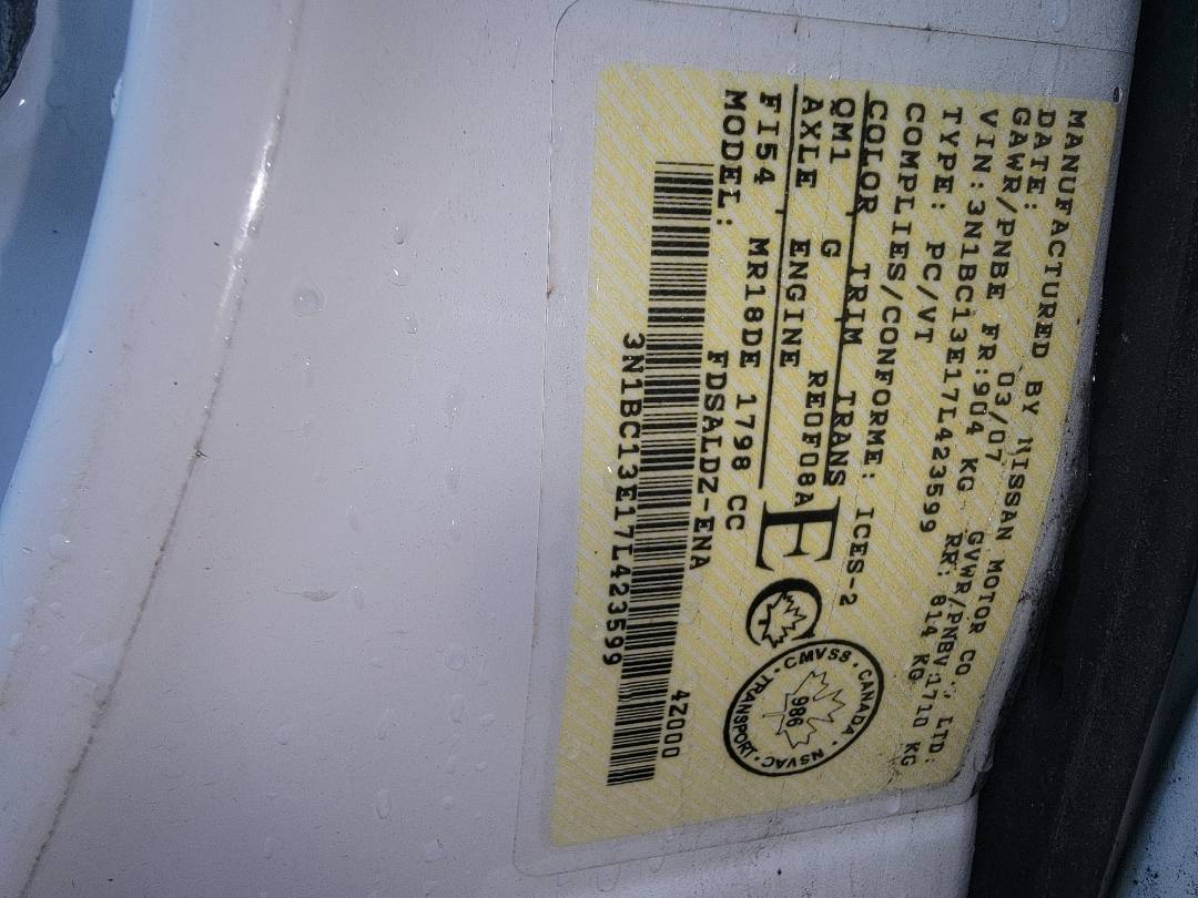 2007 NISSAN VERSA — 186128 KM — Lot 00679 - Marhaba Auctions Used Cars - Image 9