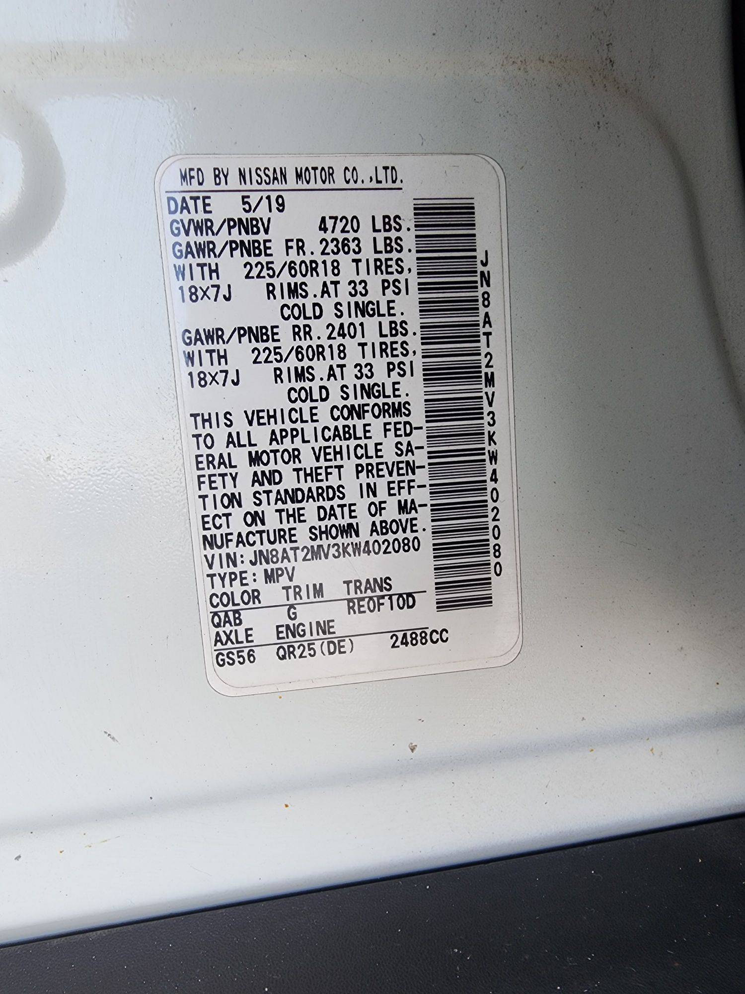 2019 NISSAN ROGUE — 95712 Miles — Lot 125487 — Souq - Marhaba Auctions Used Cars - Image 10