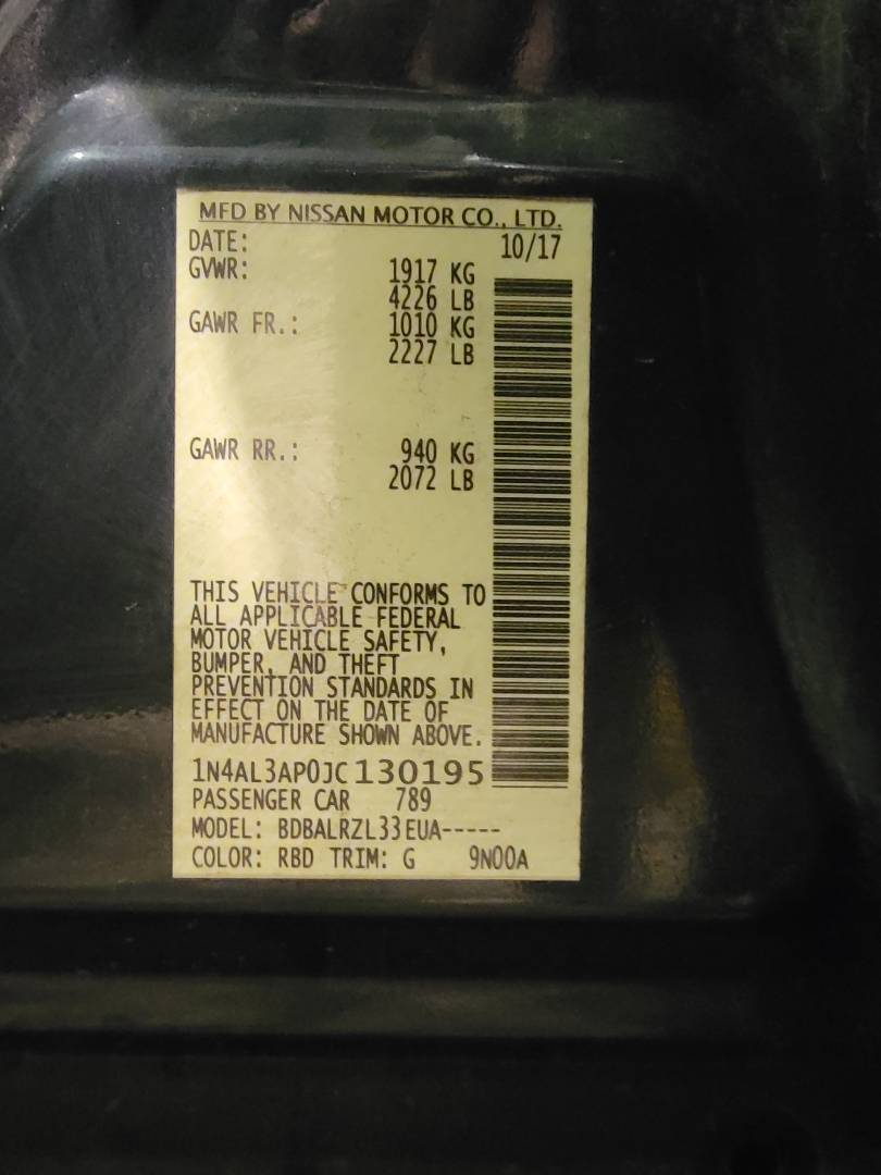 2018 NISSAN ALTIMA — 137632 Miles — Lot 130195 — Main - Marhaba Auctions Used Cars - Image 9