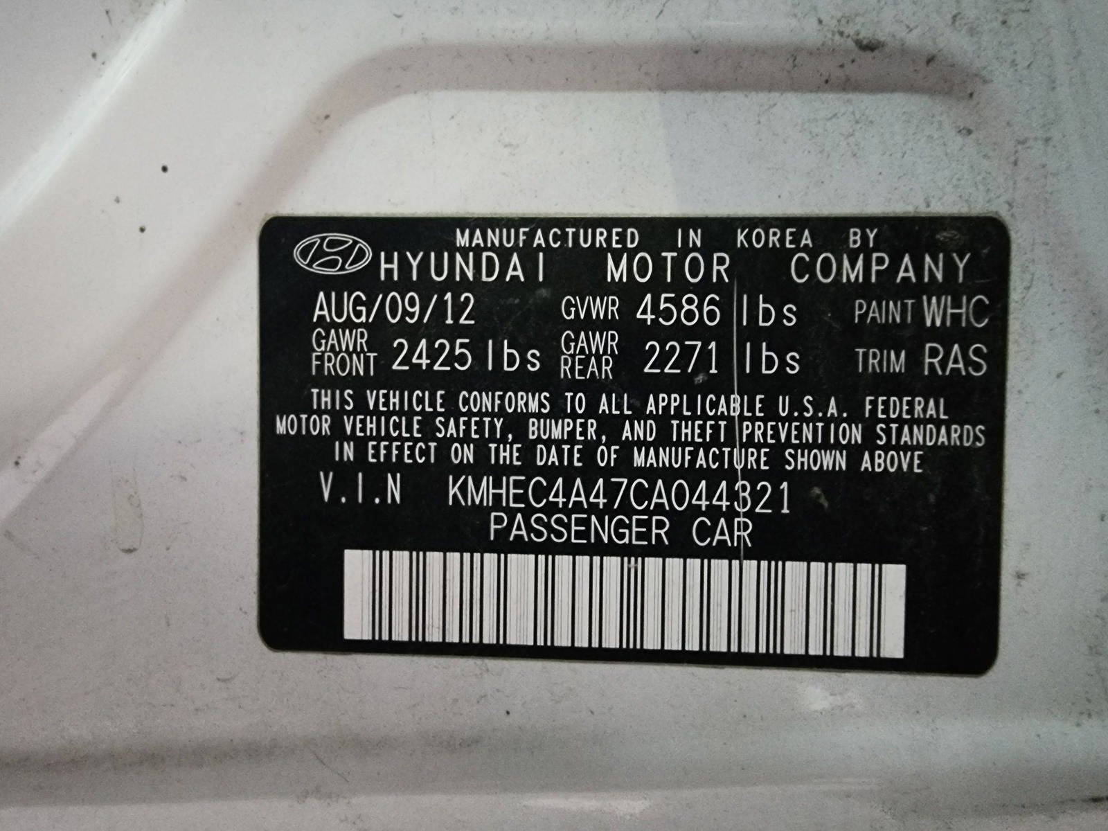 HYUNDAI SONATA 2012 - Marhaba Auction Used Cars - Image 10