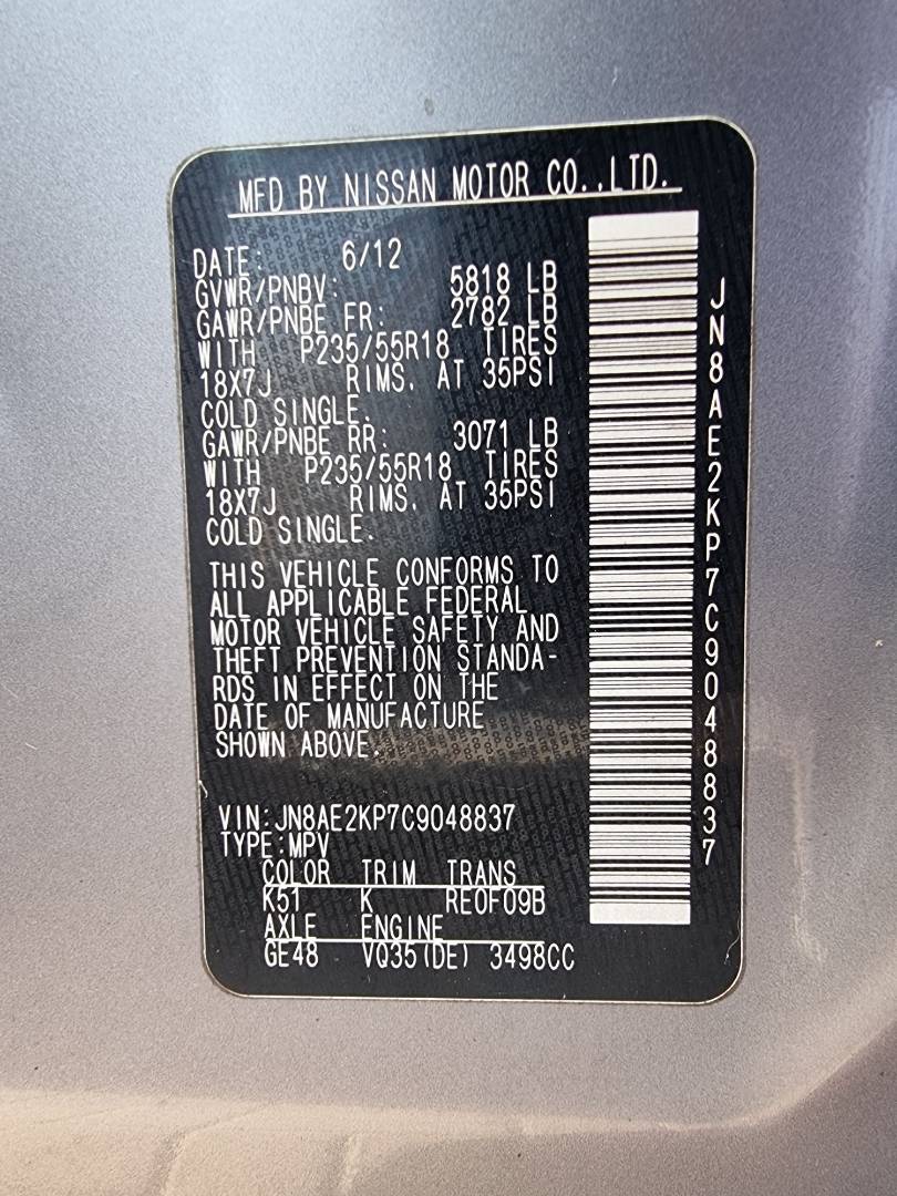 2012 NISSAN QUEST — 142217 Miles — Lot 125487 — Ind. 12 - Marhaba Auctions Used Cars - Image 9