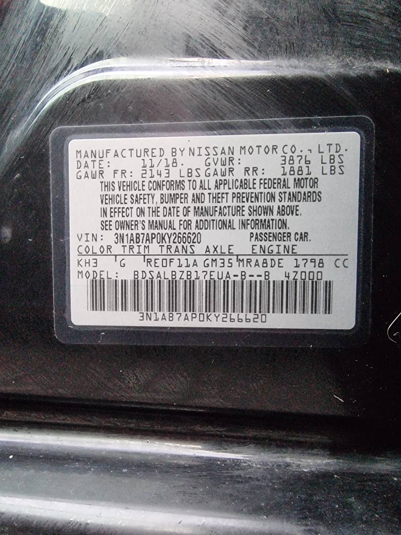 2019 NISSAN SENTRA — 120780 Miles — Lot 67560054 — Main - Marhaba Auctions Used Cars - Image 9