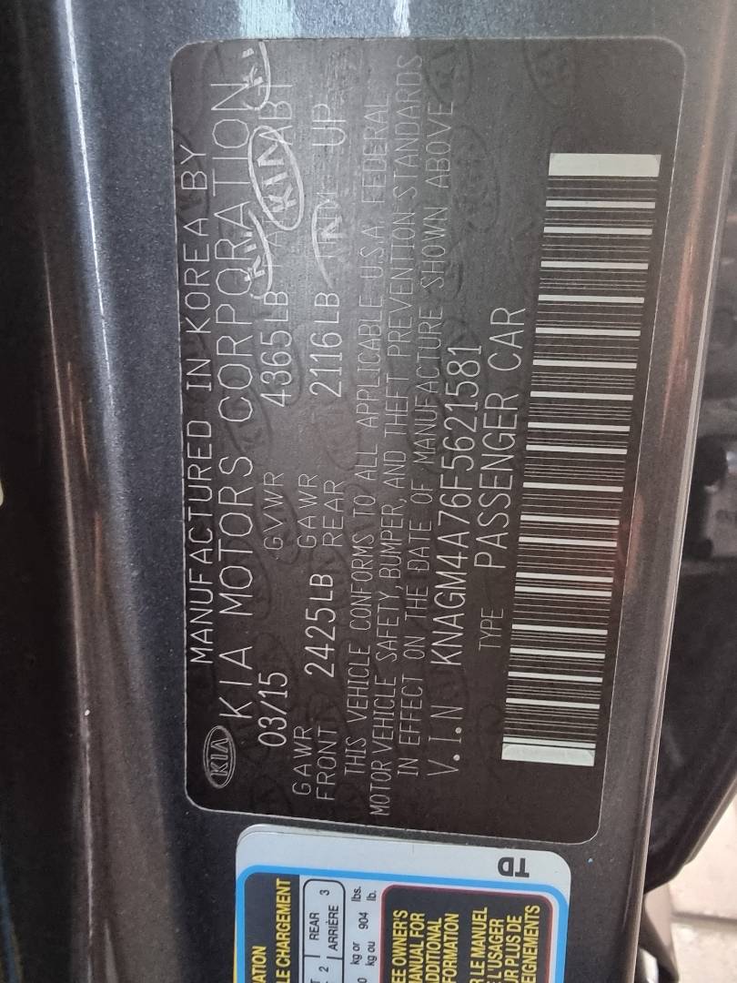2015 KIA OPTIMA — 179468 Miles — Lot 5621581 — Ind. 12 - Marhaba Auctions Used Cars - Image 10