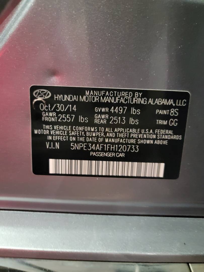 2015 HYUNDAI SONATA — 124834 Miles — Lot H120733 — Main - Marhaba Auctions Used Cars - Image 10