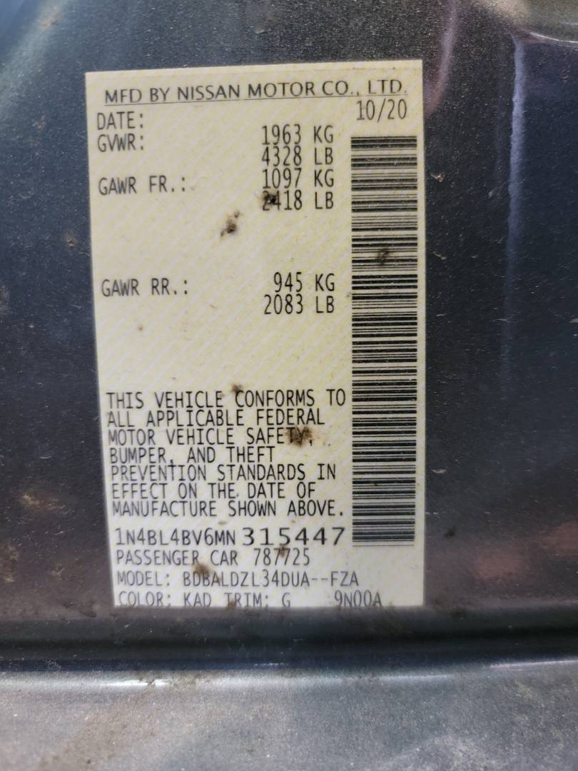 2021 NISSAN ALTIMA — 59059 Miles — Lot 38086405 - Marhaba Auctions Used Cars - Image 9