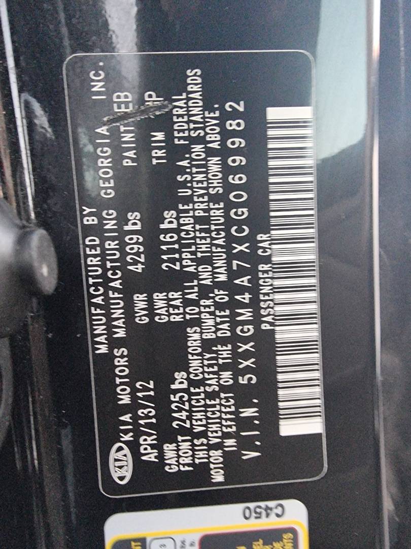 2012 KIA OPTIMA — 192662 Miles — Lot 215487 — Ind. 12 - Marhaba Auctions Used Cars - Image 9
