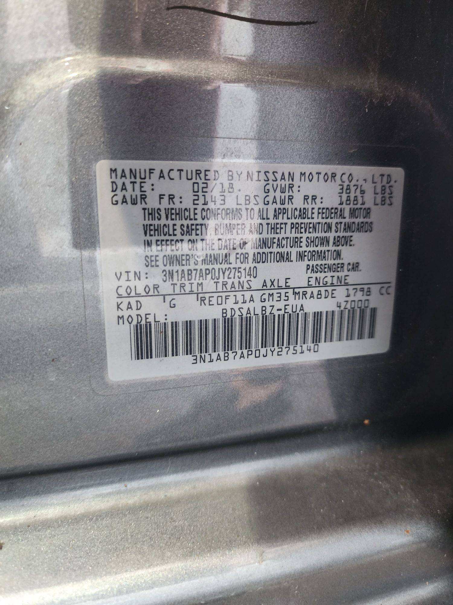 2018 NISSAN SENTRA — 133913 Miles — Lot 41250894 — Souq - Marhaba Auctions Used Cars - Image 9