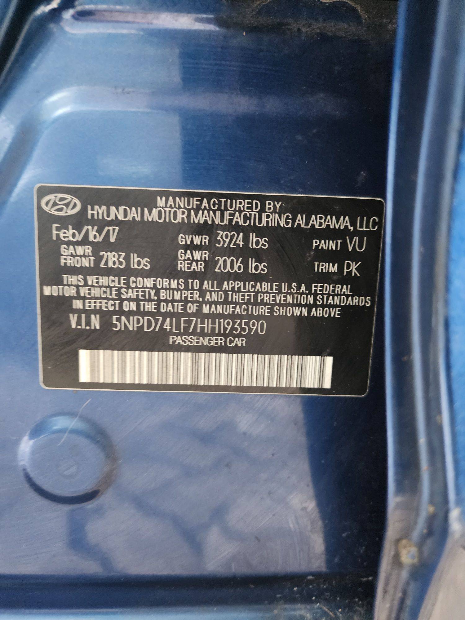 2017 HYUNDAI ELANTRA — 162739 Miles — Lot 18985 — Souq - Marhaba Auctions Used Cars - Image 9