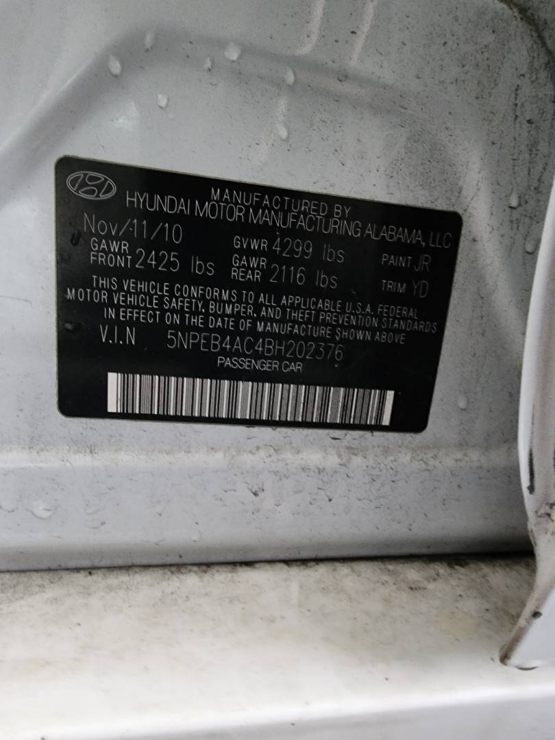 2011 HYUNDAI SONATA — 140438 Miles — Lot 4BH202376 - Marhaba Auctions Used Cars - Image 4