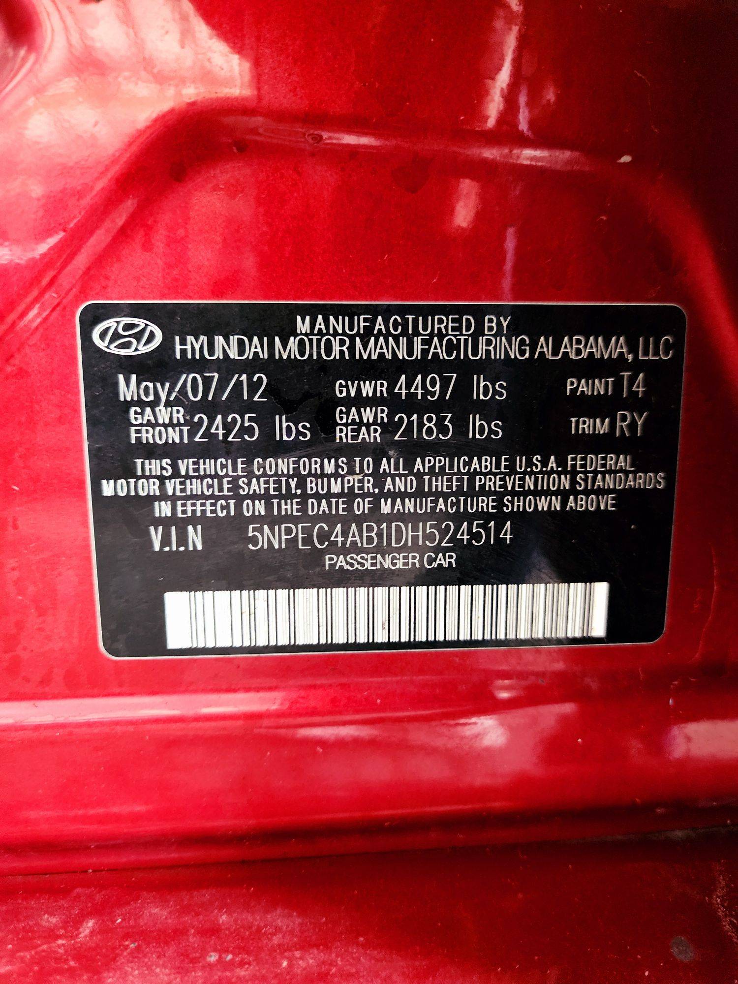 2013 HYUNDAI SONATA — 188839 Miles — Lot H524514 — Souq - Marhaba Auctions Used Cars - Image 10