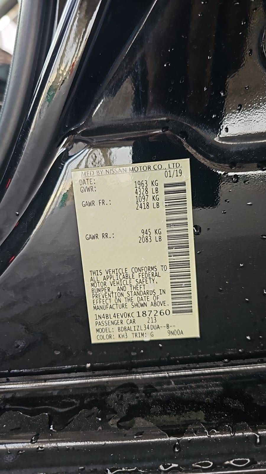 2019 NISSAN ALTIMA — 157115 KM — Lot KC187260 — Souq - Marhaba Auctions Used Cars - Image 10