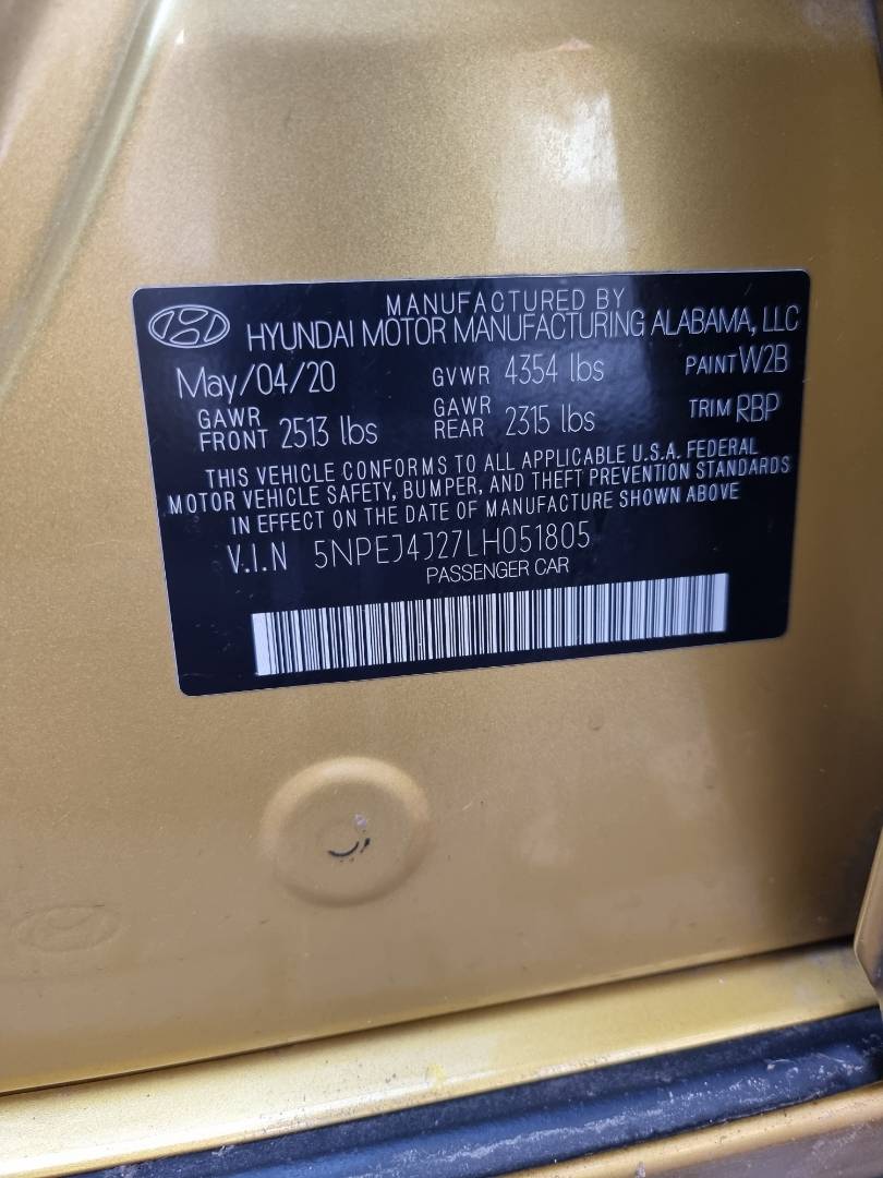 2020 HYUNDAI SONATA — 80411 Miles — Lot 214587 — Souq - Marhaba Auctions Used Cars - Image 9