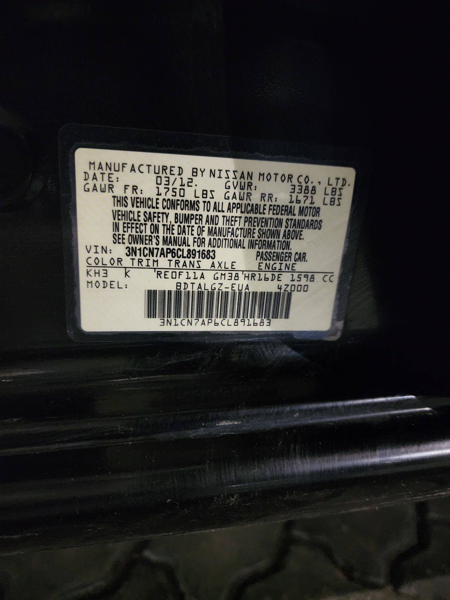 2012 NISSAN VERSA — 182846 Miles — Lot 68071913 - Marhaba Auctions Used Cars - Image 9
