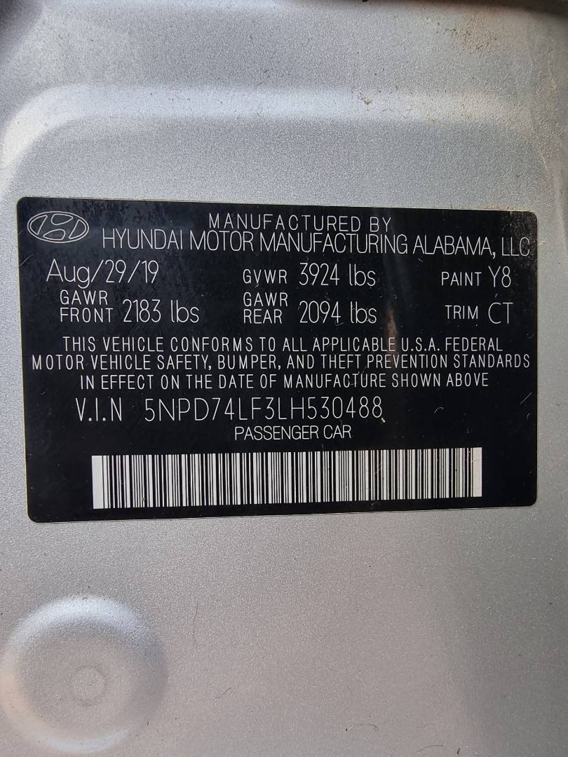 2020 HYUNDAI ELANTRA — 67576 Miles — Lot 125487 — Ind. 12 - Marhaba Auctions Used Cars - Image 9