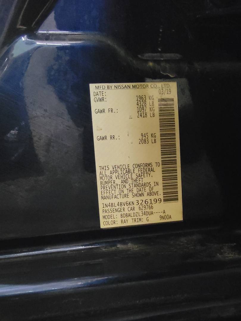 2019 NISSAN ALTIMA — 60495 Miles — Lot 6KN326199 — Main - Marhaba Auctions Used Cars - Image 9